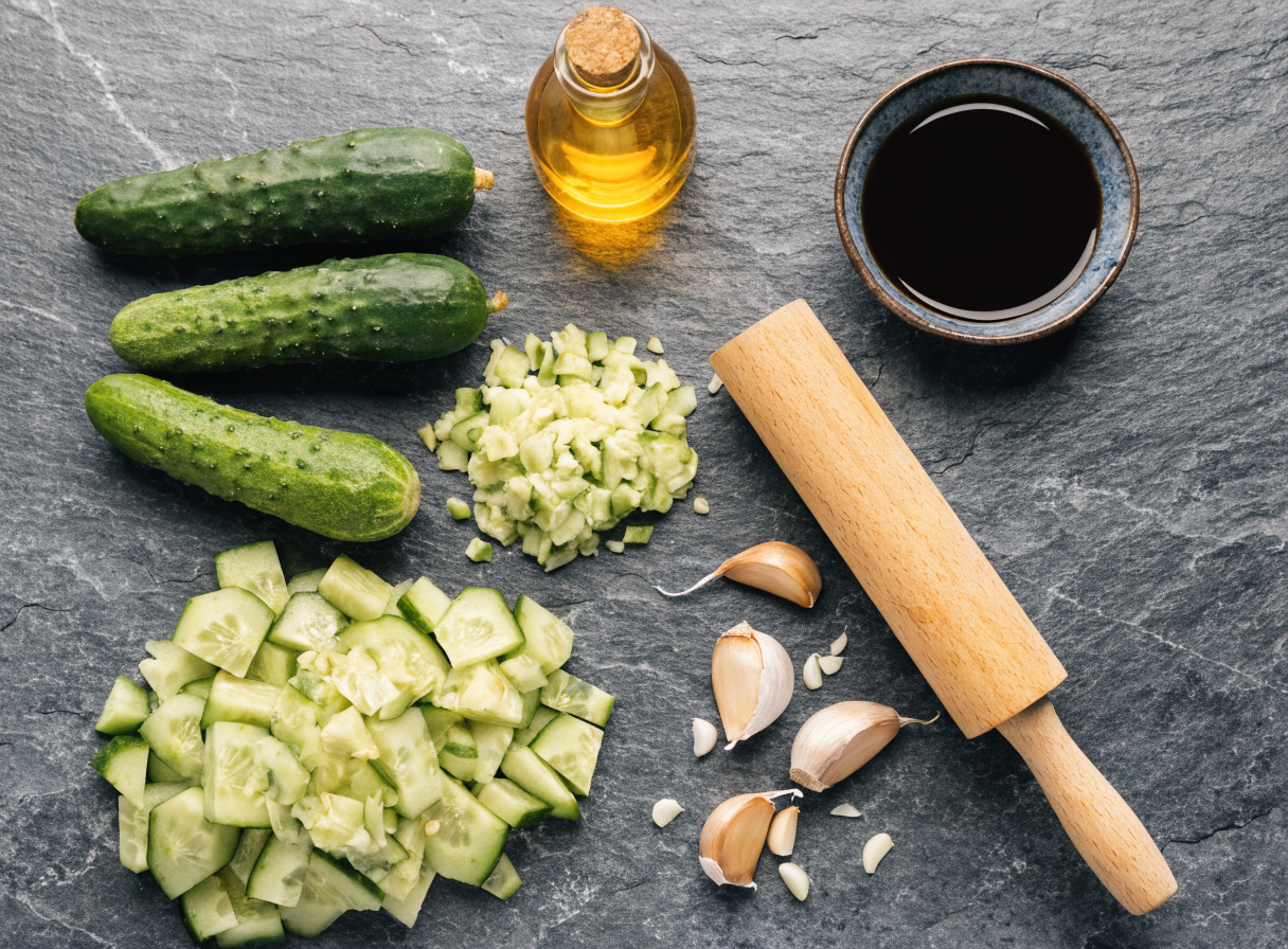 Why do you smash cucumbers in a salad? detail 1