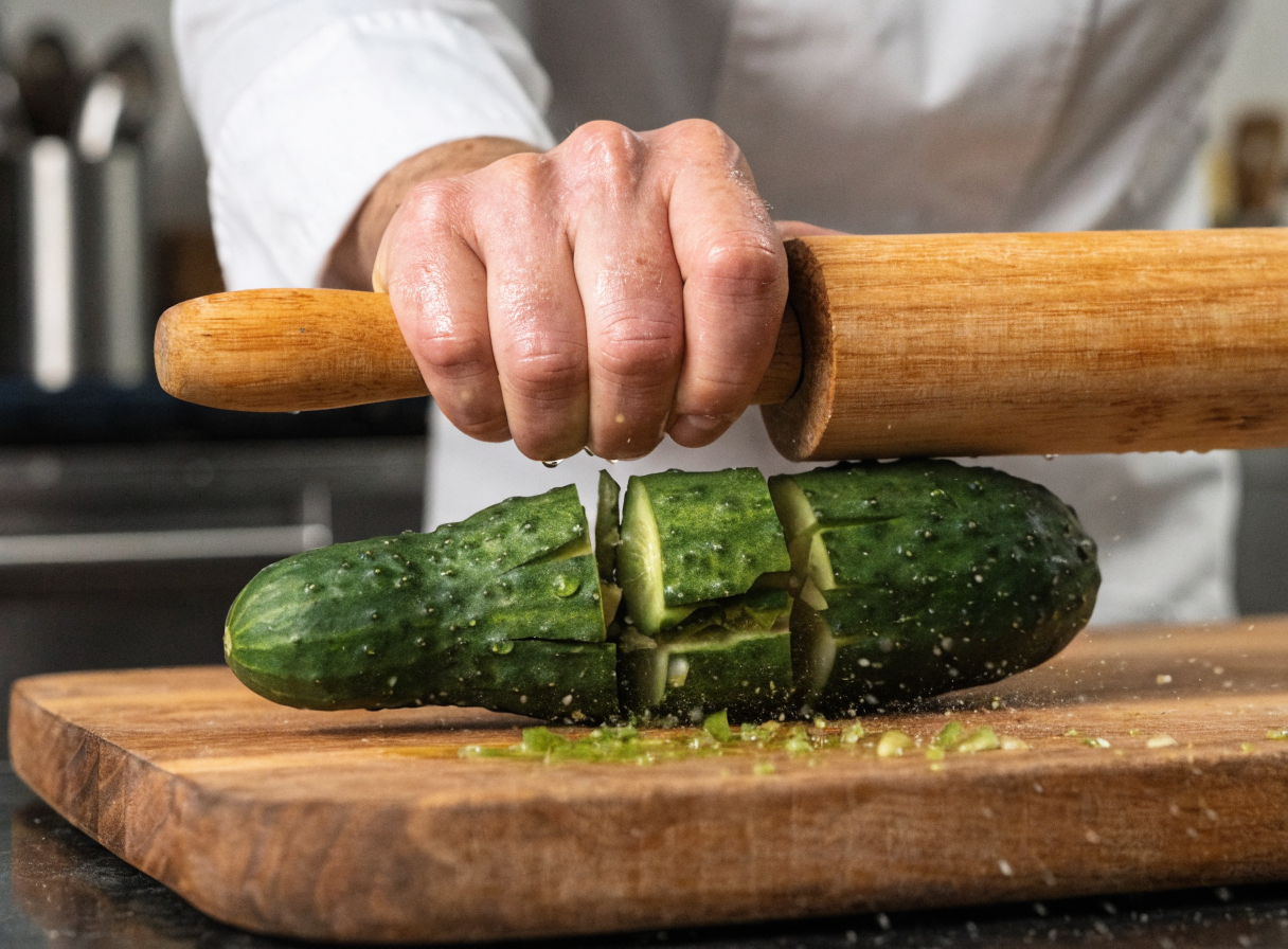 Why do you smash cucumbers in a salad? detail 2