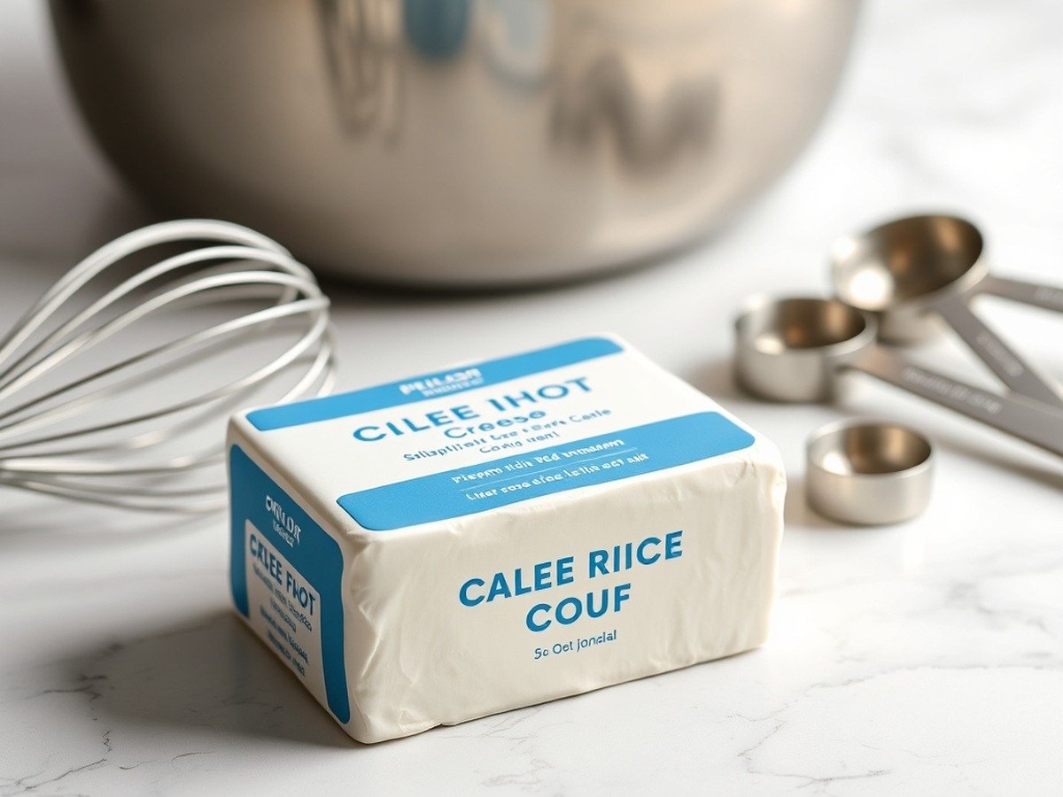 How do you fix watery cheesecake batter before baking? cooking process - A block of full-fat cream cheese next to a metal whisk and measuring spoons on a clean white marble