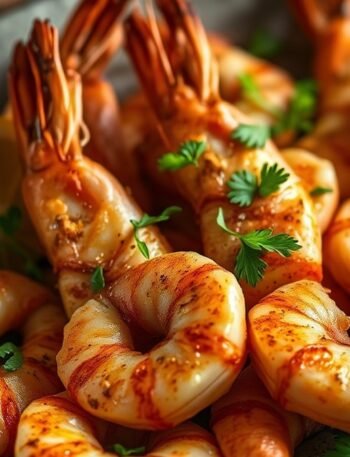 how to cook frozen prawns in air fryer recipe hero presentation - A stunning photorealistic hero shot of how to cook frozen prawns in air fryer, featuring seasoned cr