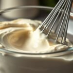 How long does it take to prepare runny tiramisu filling? recipe hero presentation - A close-up photorealistic shot of velvety mascarpone cream being whipped in a glass bowl with a stai