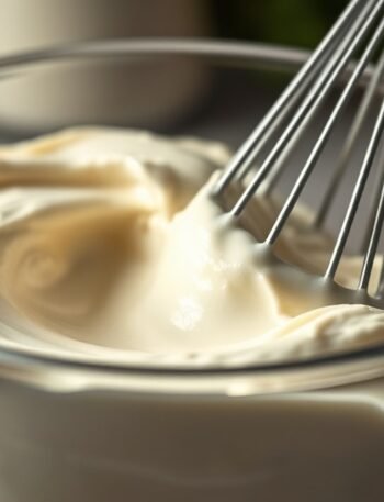 How long does it take to prepare runny tiramisu filling? recipe hero presentation - A close-up photorealistic shot of velvety mascarpone cream being whipped in a glass bowl with a stai
