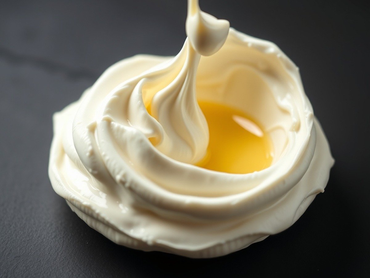 how to fix runny tiramisu filling plating and garnish - Detailed shot of whipped heavy cream folding gently into mascarpone cheese to create a stable emulsi